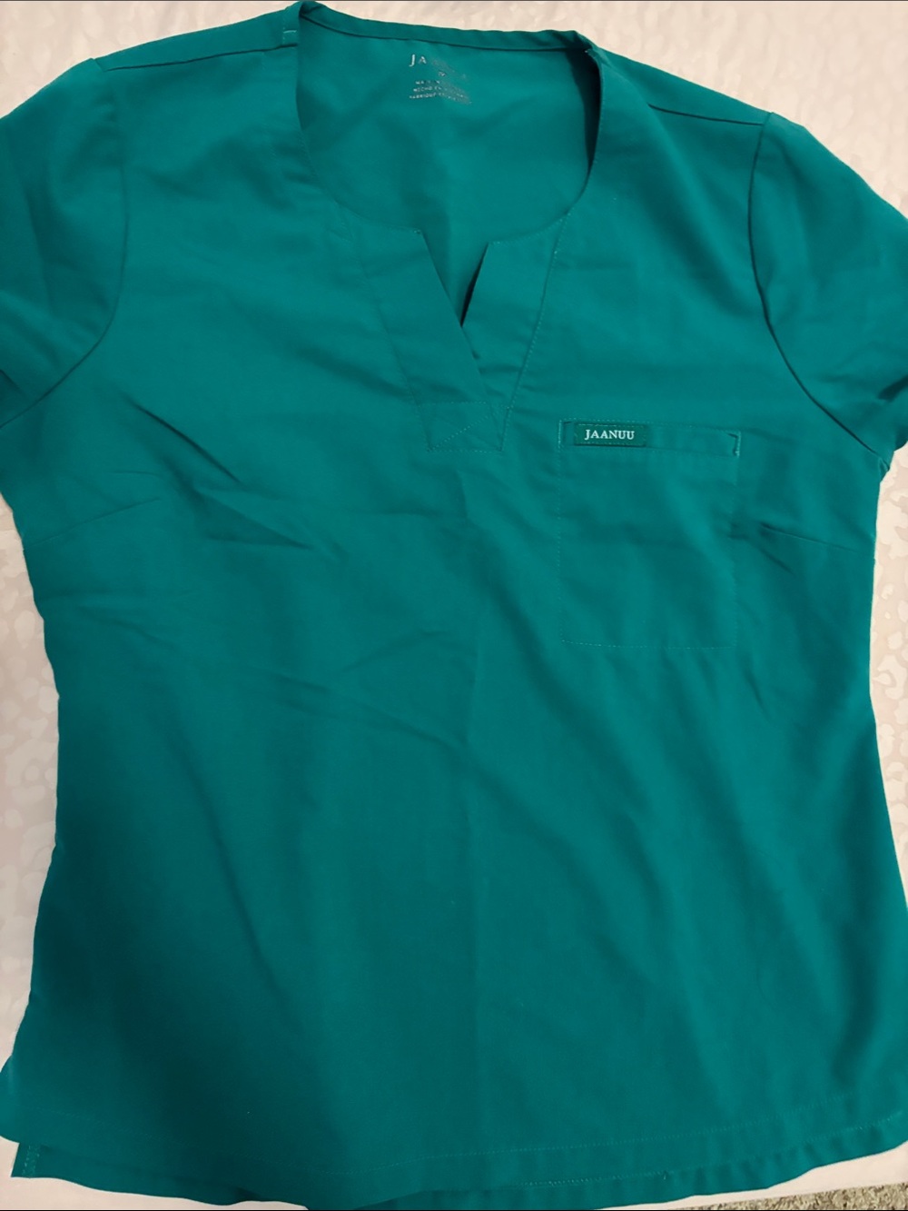Jaanuu Teal-Blue Short-Sleeve Men's Medical Top